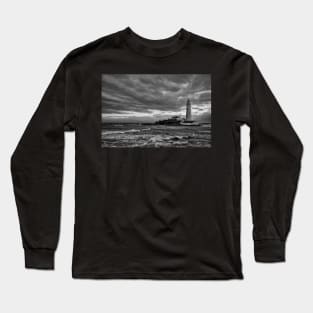 St Mary's Island in black and white Long Sleeve T-Shirt